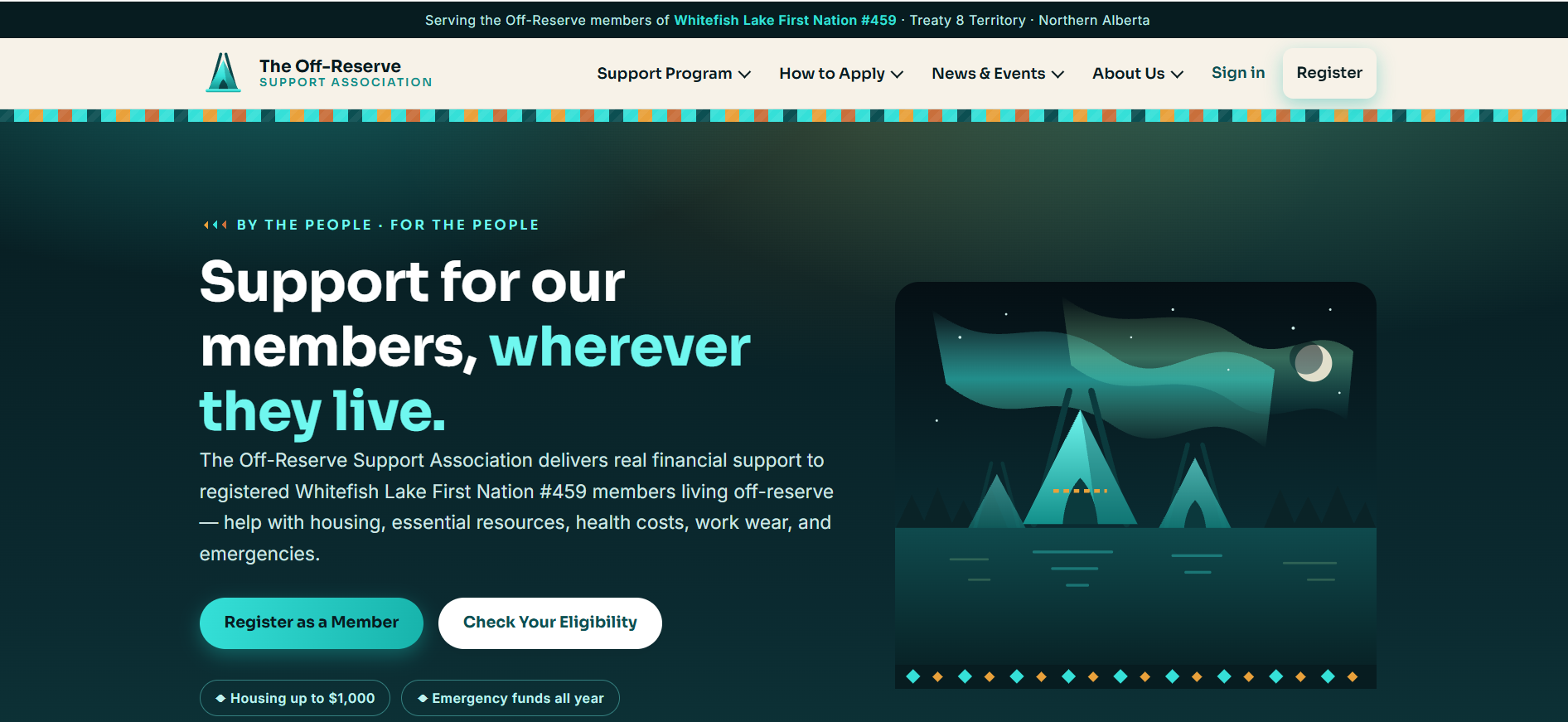 The Off-Reserve Support Association website
